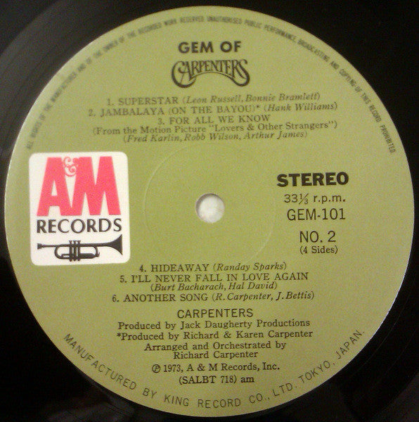 Carpenters - Gem Of Carpenters (2xVinyl, Vinyl, LP, Compilation, 7", 45 RPM) Good Plus (G+) / Very Good (VG)