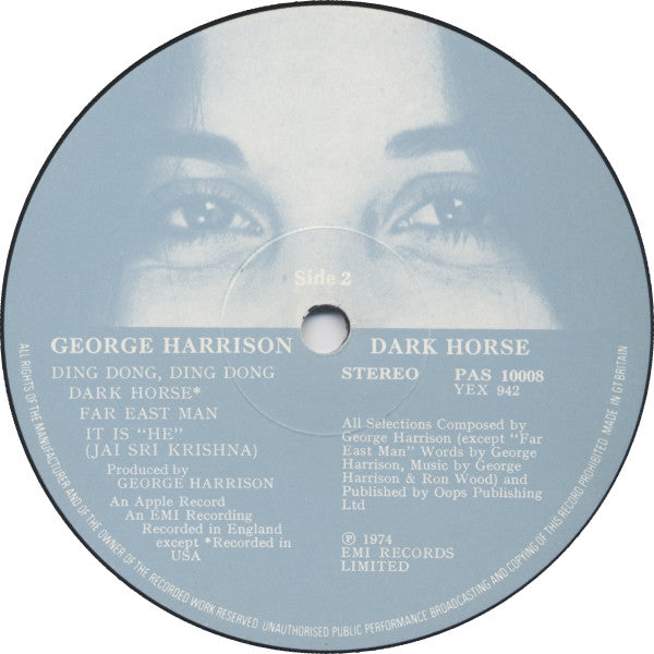 George Harrison - Dark Horse (Vinyl, LP, Album, Stereo) Very Good Plus (VG+) / Very Good (VG)