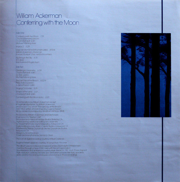 William Ackerman - Conferring With The Moon (Vinyl, LP, Album, Stereo) Very Good Plus (VG+) / Very Good Plus (VG+)