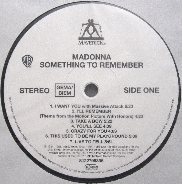 Madonna - Something To Remember (Vinyl, LP, Compilation, Reissue) Near Mint (NM or M-) / Near Mint (NM or M-)