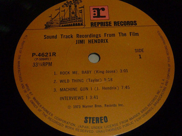Jimi Hendrix - Sound Track Recordings From The Film "Jimi Hendrix" ...