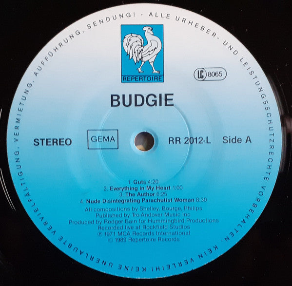 Budgie - Budgie (Vinyl, LP, Album, Limited Edition, Reissue) Near Mint (NM or M-) / Very Good Plus (VG+)