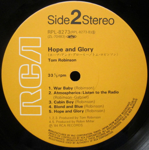 Tom Robinson - Hope And Glory (Vinyl, LP, Album)