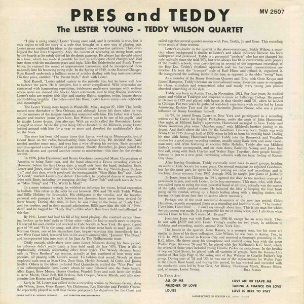 The Lester Young-Teddy Wilson Quartet - Pres And Teddy (Vinyl, LP, Album, Mono) Very Good Plus (VG+) / Very Good (VG)
