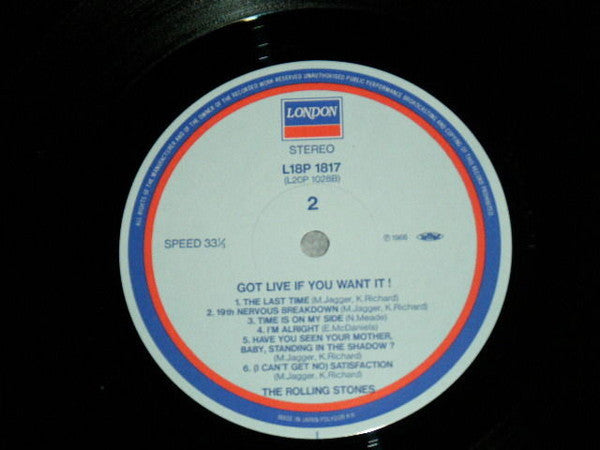 The Rolling Stones - Got Live If You Want It! (Vinyl, LP, Album, Reissue, Stereo) Very Good (VG) / Very Good (VG)