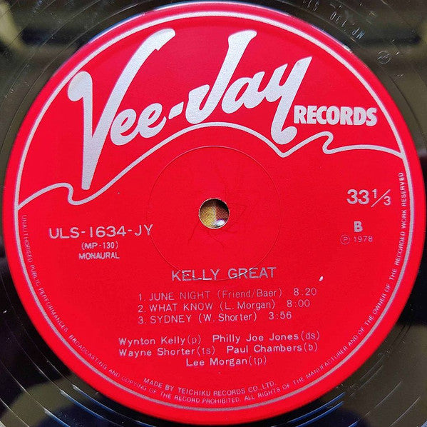 Wynton Kelly - Kelly Great (Vinyl, LP, Album, Limited Edition, Reissue, Mono) Very Good Plus (VG+) / Very Good Plus (VG+)