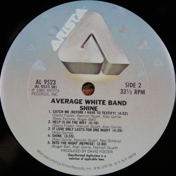 Average White Band - Shine (Vinyl, LP, Album) Very Good Plus (VG+) / Very Good (VG)