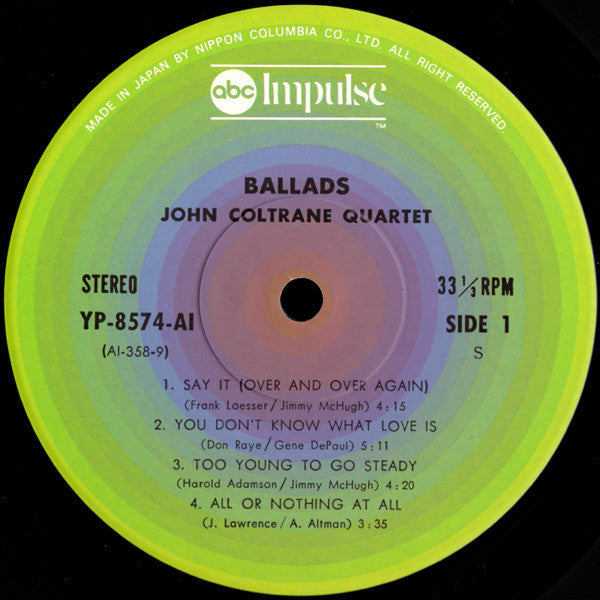 The John Coltrane Quartet - Ballads (Vinyl, LP, Album, Reissue, Stereo) Very Good (VG) / Very Good Plus (VG+)