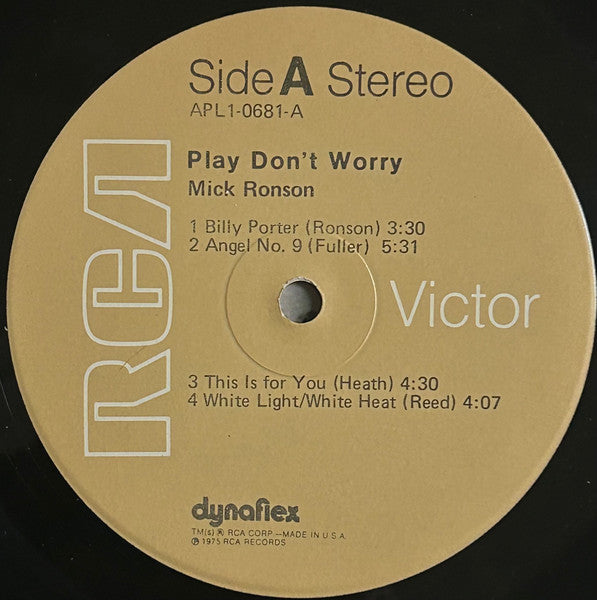 Mick Ronson - Play Don't Worry (Vinyl, LP, Album, Stereo) Very Good (VG) / Very Good (VG)