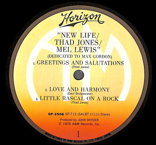 Thad Jones & Mel Lewis - New Life (Dedicated To Max Gordon) (Vinyl, LP, Album) Very Good Plus (VG+) / Very Good Plus (VG+)
