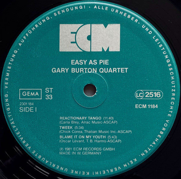 Gary Burton Quartet - Easy As Pie (Vinyl, LP, Album) Very Good Plus (VG+) / Near Mint (NM or M-)