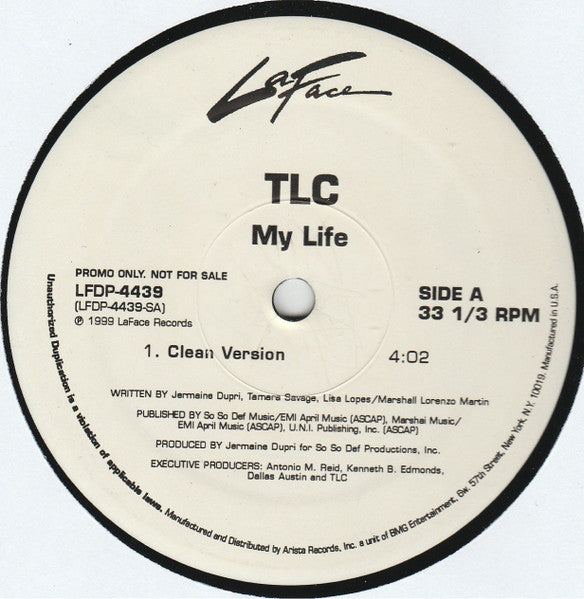 TLC - My Life (Vinyl, 12", 33 ⅓ RPM, Single, Promo) Very Good Plus (VG+) / Very Good Plus (VG+)