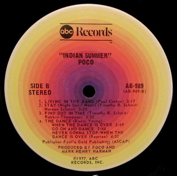 Poco (3) - Indian Summer (Vinyl, LP, Album) Very Good (VG) / Very Good (VG)