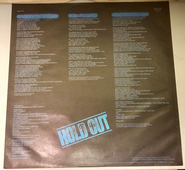 Jackson Browne - Hold Out (Vinyl, LP, Album, Stereo)