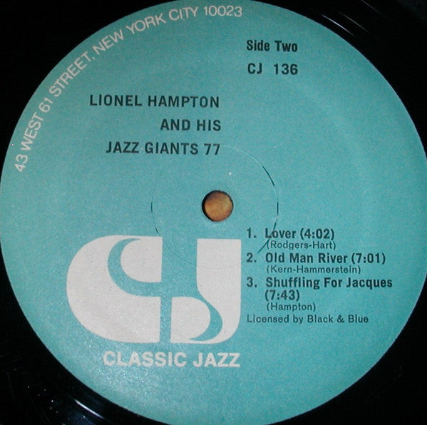 Lionel Hampton & His Giants Of Jazz - Lionel Hampton And His Jazz Giants 77 (Vinyl, LP, Album) Very Good Plus (VG+) / Very Good Plus (VG+)