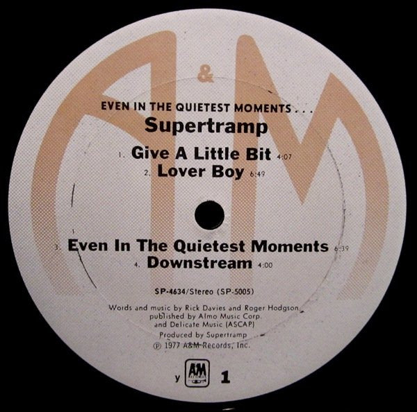 Supertramp - Even In The Quietest Moments... (Vinyl, LP, Album, Repress) Very Good (VG) / Very Good Plus (VG+)