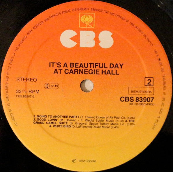 It's A Beautiful Day - At Carnegie Hall (Vinyl, LP, Album, Reissue) Very Good Plus (VG+) / Good Plus (G+)