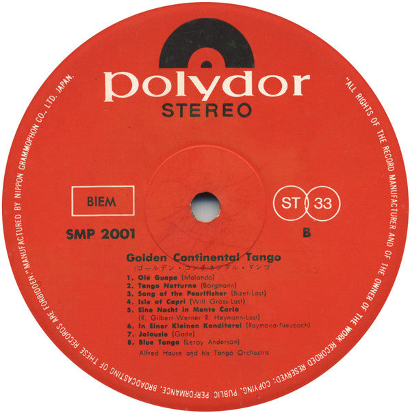 Alfred Hause And His Tango Orchestra - Golden Continental Tango (Vinyl, LP, Album, Deluxe Edition, Stereo) Very Good Plus (VG+) / Very Good Plus (VG+)