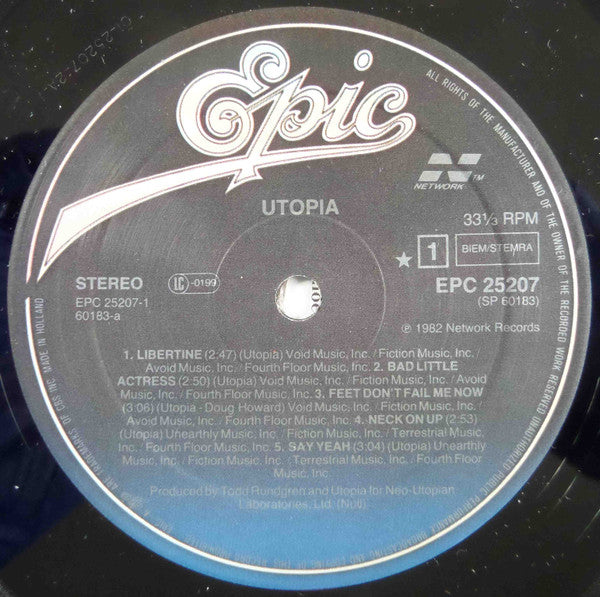 Utopia (5) - Utopia (Vinyl, Vinyl, LP, Album, 7", 33 ⅓ RPM, EP) Very Good Plus (VG+) / Very Good Plus (VG+)
