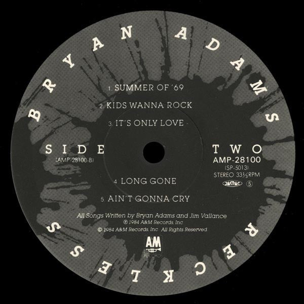 Bryan Adams - Reckless (Vinyl, LP, Album) Very Good Plus (VG+) / Very Good Plus (VG+)