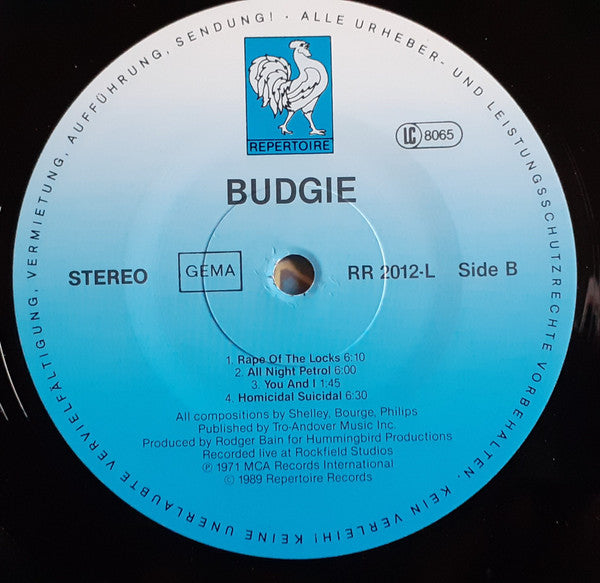 Budgie - Budgie (Vinyl, LP, Album, Limited Edition, Reissue) Near Mint (NM or M-) / Very Good Plus (VG+)
