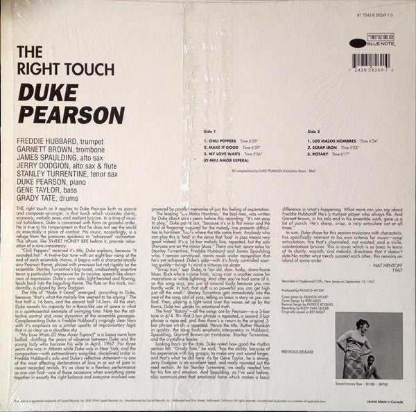 Duke Pearson - The Right Touch (Vinyl, LP, Album, Reissue) Very Good Plus (VG+) / Very Good Plus (VG+)