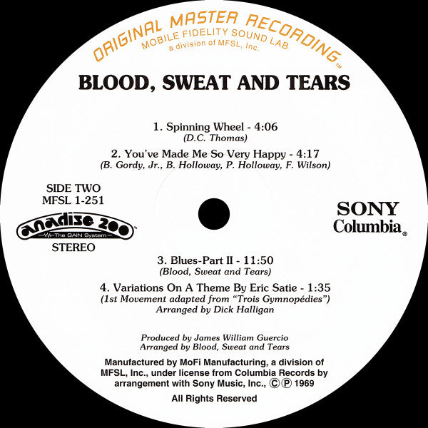 Blood, Sweat And Tears - Blood, Sweat And Tears (Vinyl, LP, Limited Edition, Numbered, Reissue, Remastered, Stereo) Near Mint (NM or M-) / Near Mint (NM or M-)