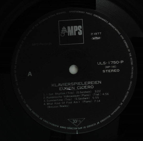 Eugen Cicero - Klavierspielereien (Vinyl, LP, Album, Limited Edition, Reissue) Very Good Plus (VG+) / Very Good Plus (VG+)