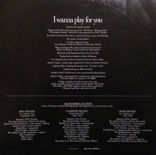 Stanley Clarke - I Wanna Play For You (Vinyl, LP, Album)