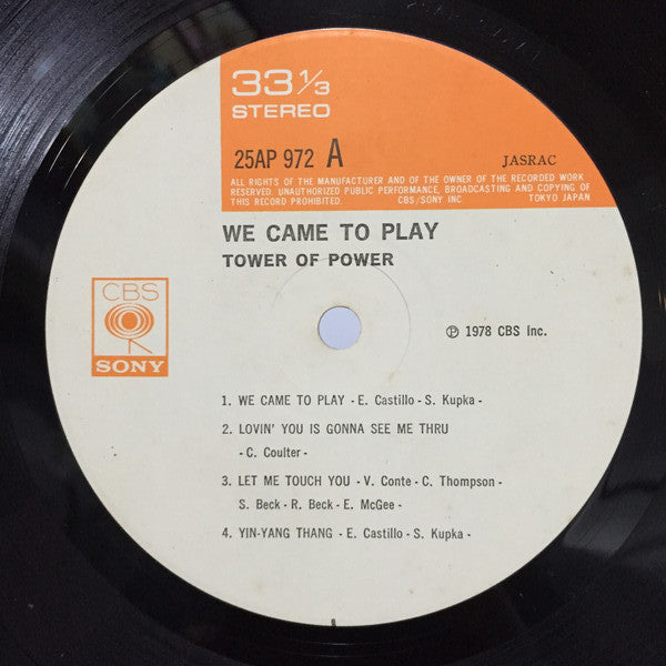 Tower Of Power - We Came To Play (Vinyl, LP, Album) Very Good Plus (VG+) / Very Good (VG)