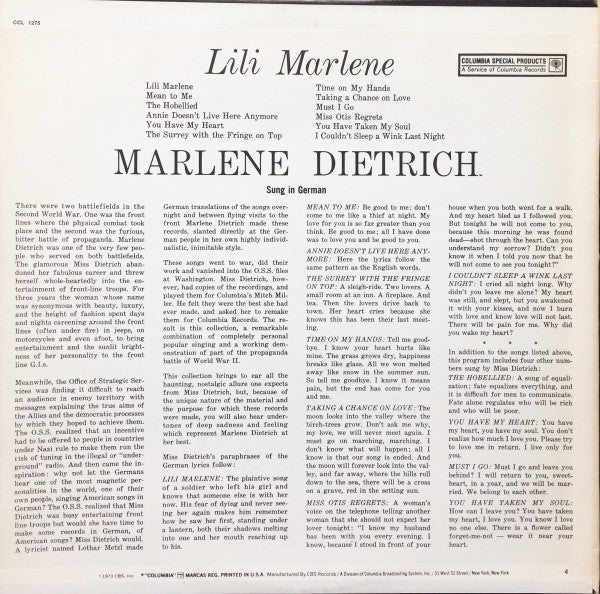 Marlene Dietrich - Lili Marlene (Sung In German) (Vinyl, LP, Compil...