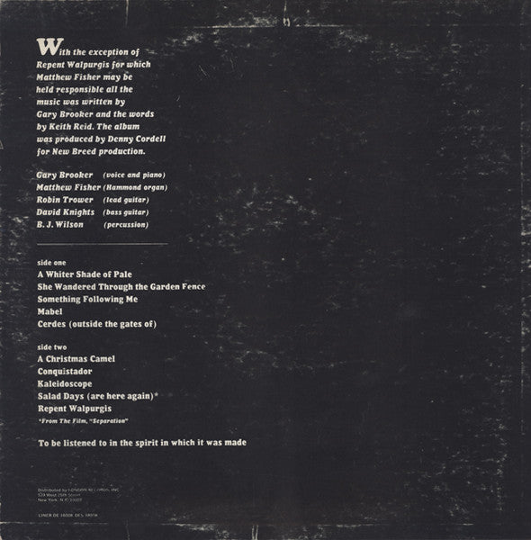 Procol Harum - Procol Harum (Vinyl, LP, Album, Reissue, Stereo) Very Good Plus (VG+) / Very Good (VG)
