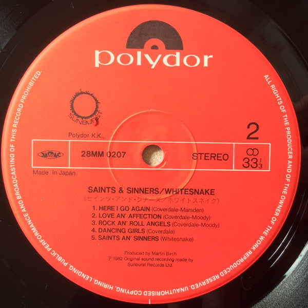 Whitesnake - Saints & Sinners (Vinyl, LP, Album)