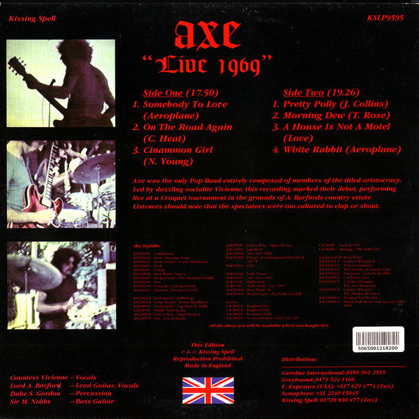 Ax (9) - Live 1969 (Vinyl, LP, Album) Very Good (VG) / Very Good (VG)