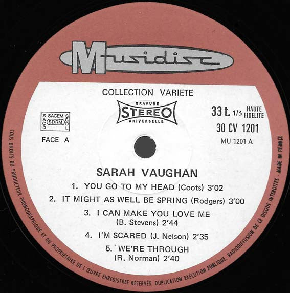 Sarah Vaughan - Singing  Sweet And Sultry (Vinyl, LP, Compilation, Stereo) Very Good (VG) / Very Good (VG)