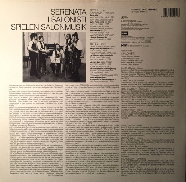 I Salonisti - Serenata • I Salonisti Spielen Salonmusik (Vinyl, LP, Album) Very Good Plus (VG+) / Very Good Plus (VG+)