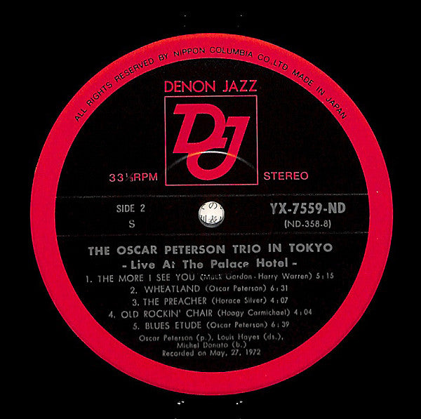 The Oscar Peterson Trio - In Tokyo (Live At The Palace Hotel) (Viny...