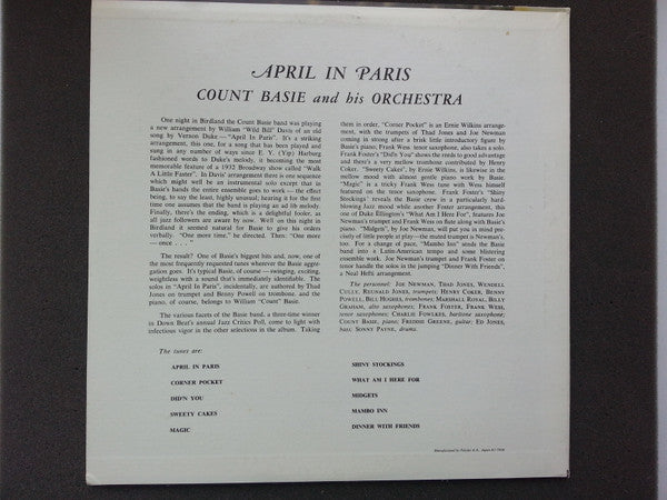 Count Basie Orchestra - April In Paris (Vinyl, LP, Album, Reissue, ...