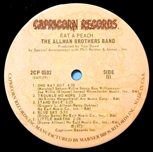 The Allman Brothers Band - Eat A Peach (2xVinyl, LP, Album, Reissue, Stereo) Very Good Plus (VG+) / Very Good Plus (VG+)