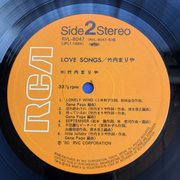 Mariya Takeuchi - Love Songs = ラヴ・ソングス (Vinyl, LP, Album, Stereo)