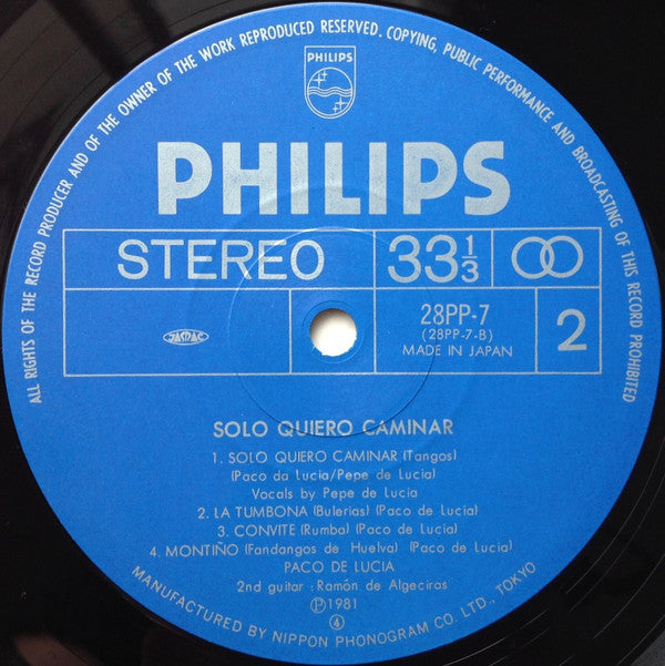 Paco De Lucía - Solo Quiero Caminar = 道 (Vinyl, LP, Album, Stereo)