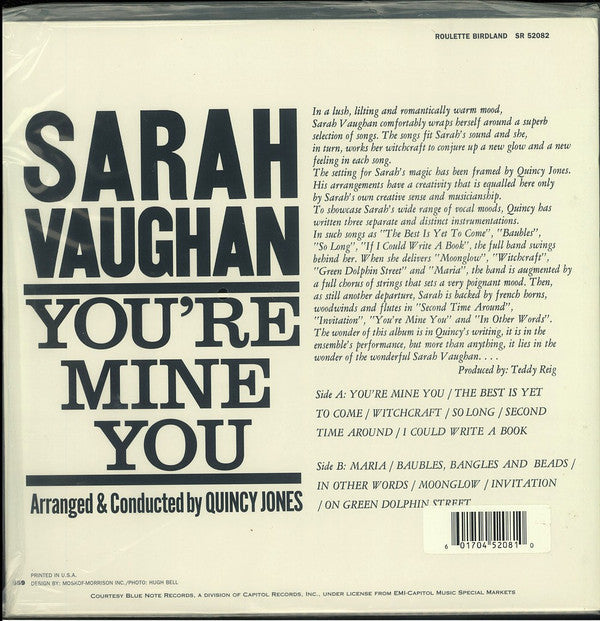 Sarah Vaughan - You're Mine You (Vinyl, LP, Album, Reissue, Remastered, Stereo) Near Mint (NM or M-) / Near Mint (NM or M-)
