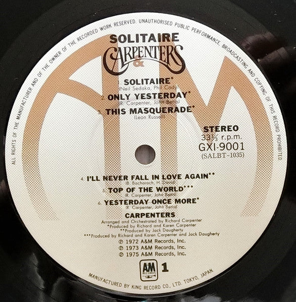Carpenters - Solitaire (Vinyl, LP, Compilation)