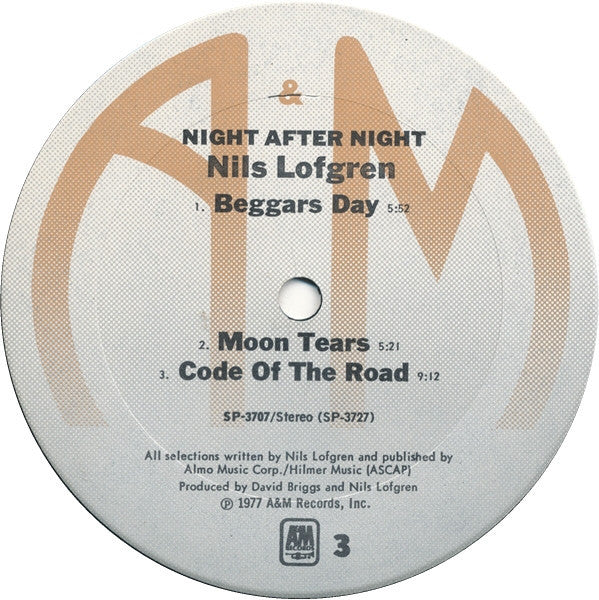 Nils Lofgren - Night After Night (2xVinyl, LP, Album, Stereo) Very Good (VG) / Good Plus (G+)