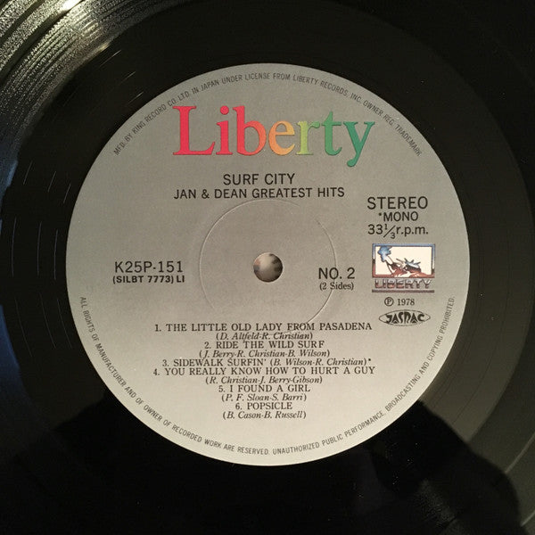 Jan & Dean - Surf City Greatest Hits (Vinyl, LP, Compilation) Very Good Plus (VG+) / Very Good (VG)