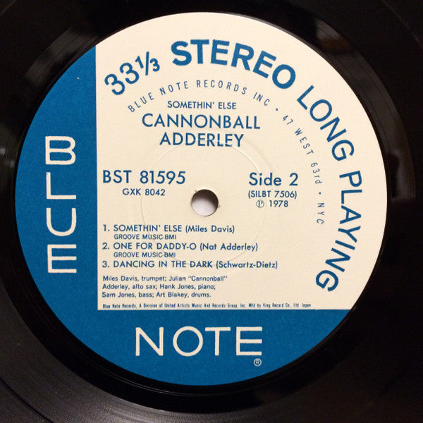 Cannonball Adderley - Somethin' Else (Vinyl, LP, Album, Limited Edition, Reissue, Stereo) Near Mint (NM or M-) / Very Good Plus (VG+)