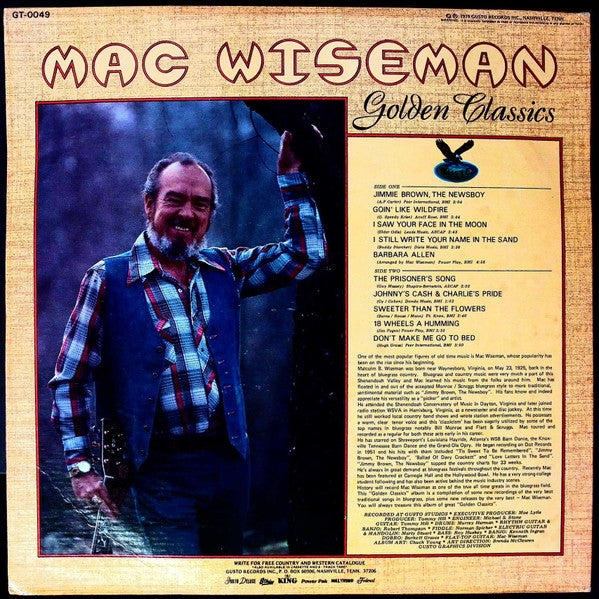 Mac Wiseman - Golden Classics (Vinyl, LP, Album) Very Good Plus (VG+) / Very Good Plus (VG+)