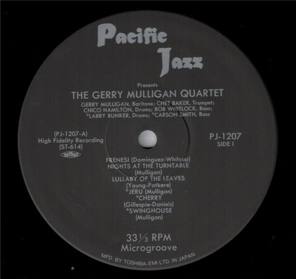 Gerry Mulligan Quartet - Gerry Mulligan Quartet (Vinyl, LP, Album, Reissue, Mono) Very Good (VG) / Very Good (VG)