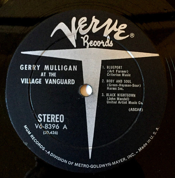 Gerry Mulligan & The Concert Jazz Band - At The Village Vanguard (Vinyl, LP, Album, Stereo) Very Good Plus (VG+) / Very Good (VG)