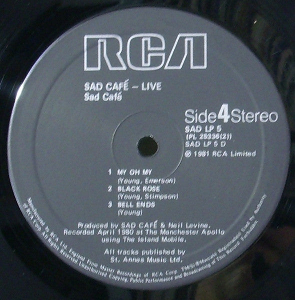 Sad Café - Live In Concert (2xVinyl, LP, Album) Good Plus (G+) / Good Plus (G+)